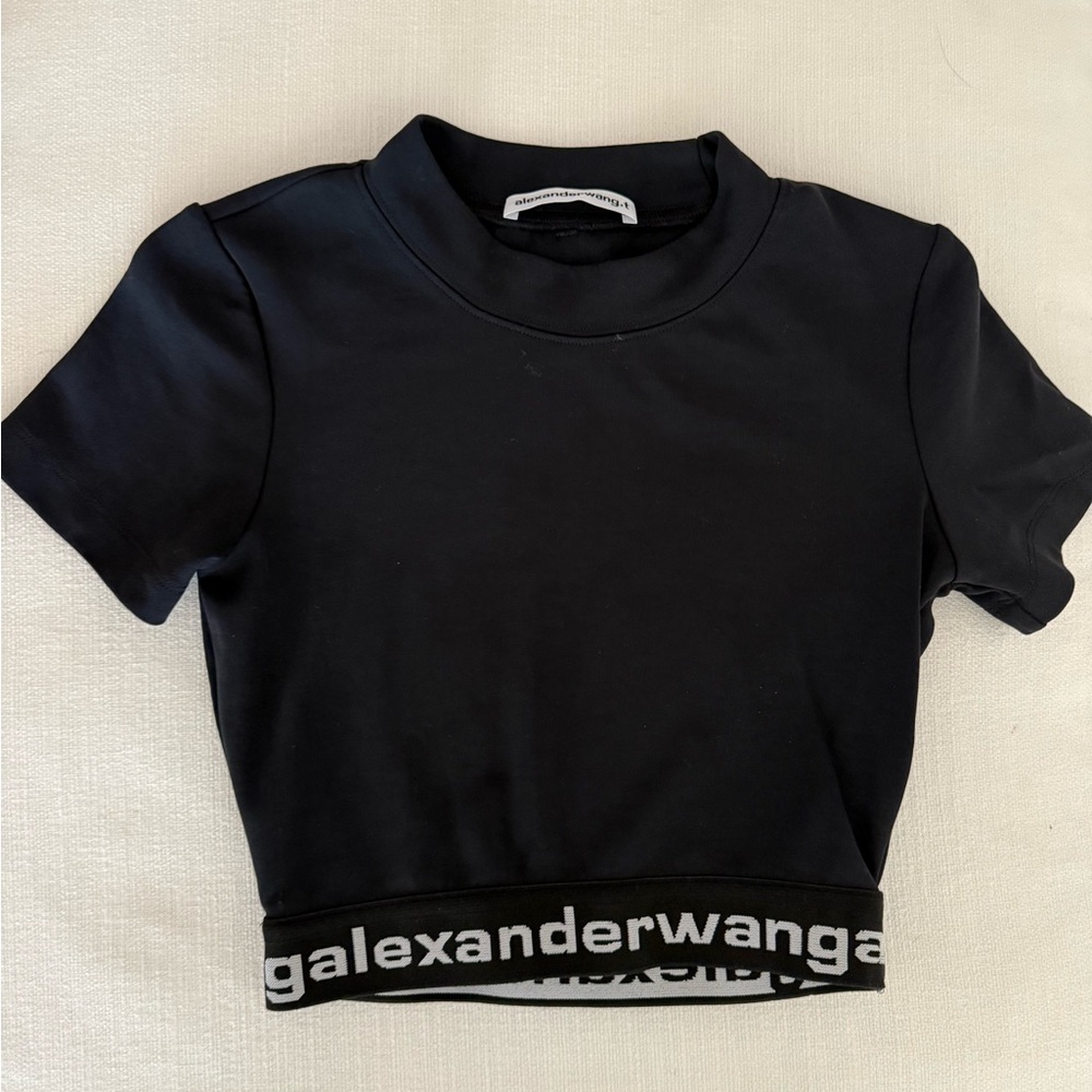 Alexander Wang Black Logo Hem Top